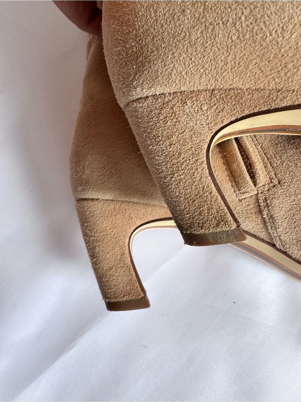 Sam Edelman Molly Suede Knee High Square Toe 2” Boot Light Golden Caramel Size 8 - Picture 10 of 13
